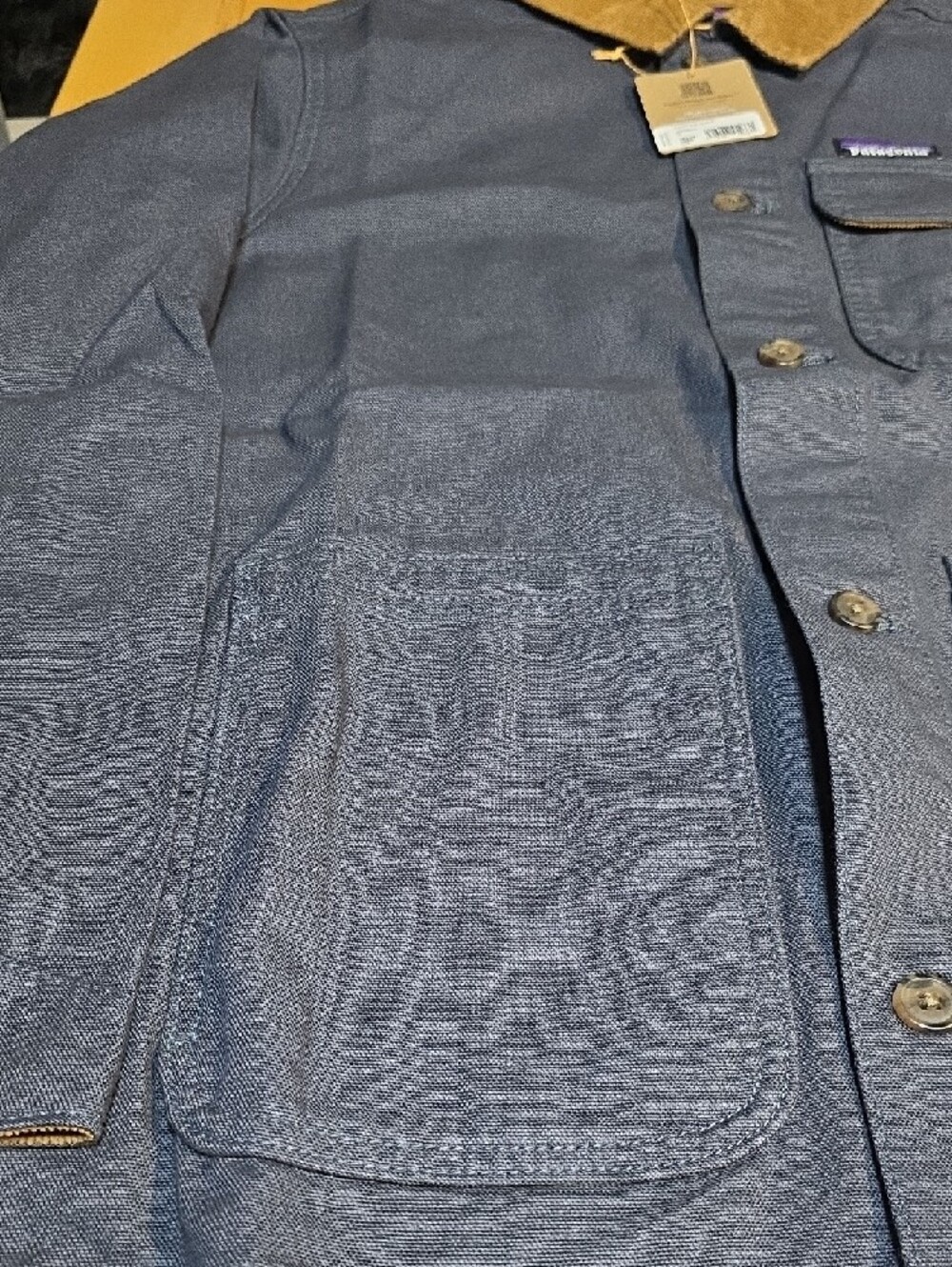 Patagonia Navy Jacket with Brown Corduroy Collar - Picture 6 of 7